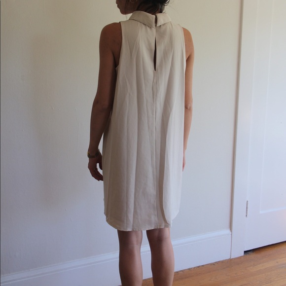 Short Sleeve Turtleneck Beige Dress - Picture 2 of 5